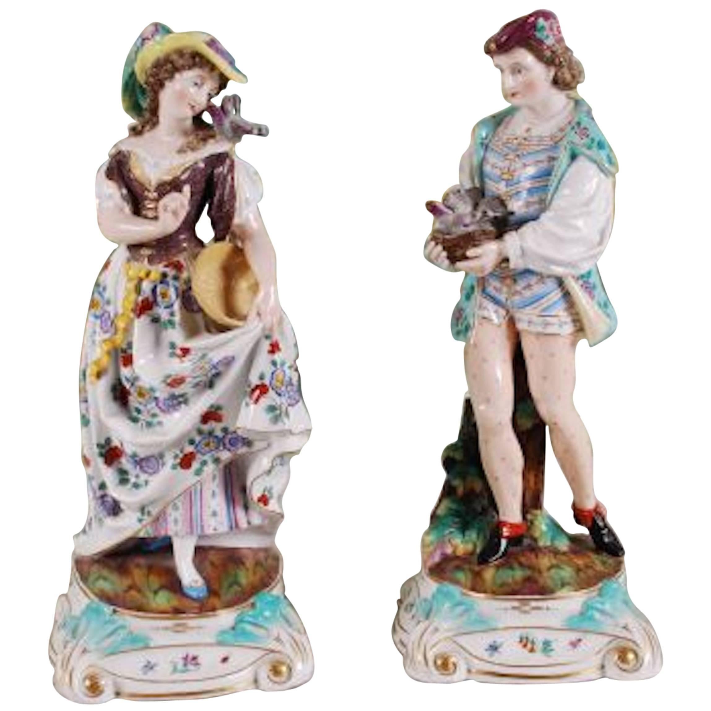 Pair of 19th Century German Porcelain Figures For Sale