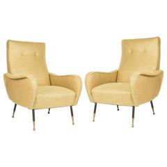 Pair of Mid-Century Marco Zanuso Style Armchairs