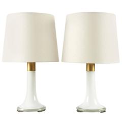 Lisa Johansson-Pape Pair of Glass and Brass Table Lamps Orno Finland, 1960s 4