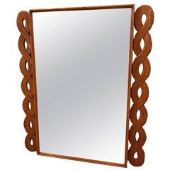Mid-Century Italian Wall Mirror in Cherry Attributed to Osvaldo Borsani