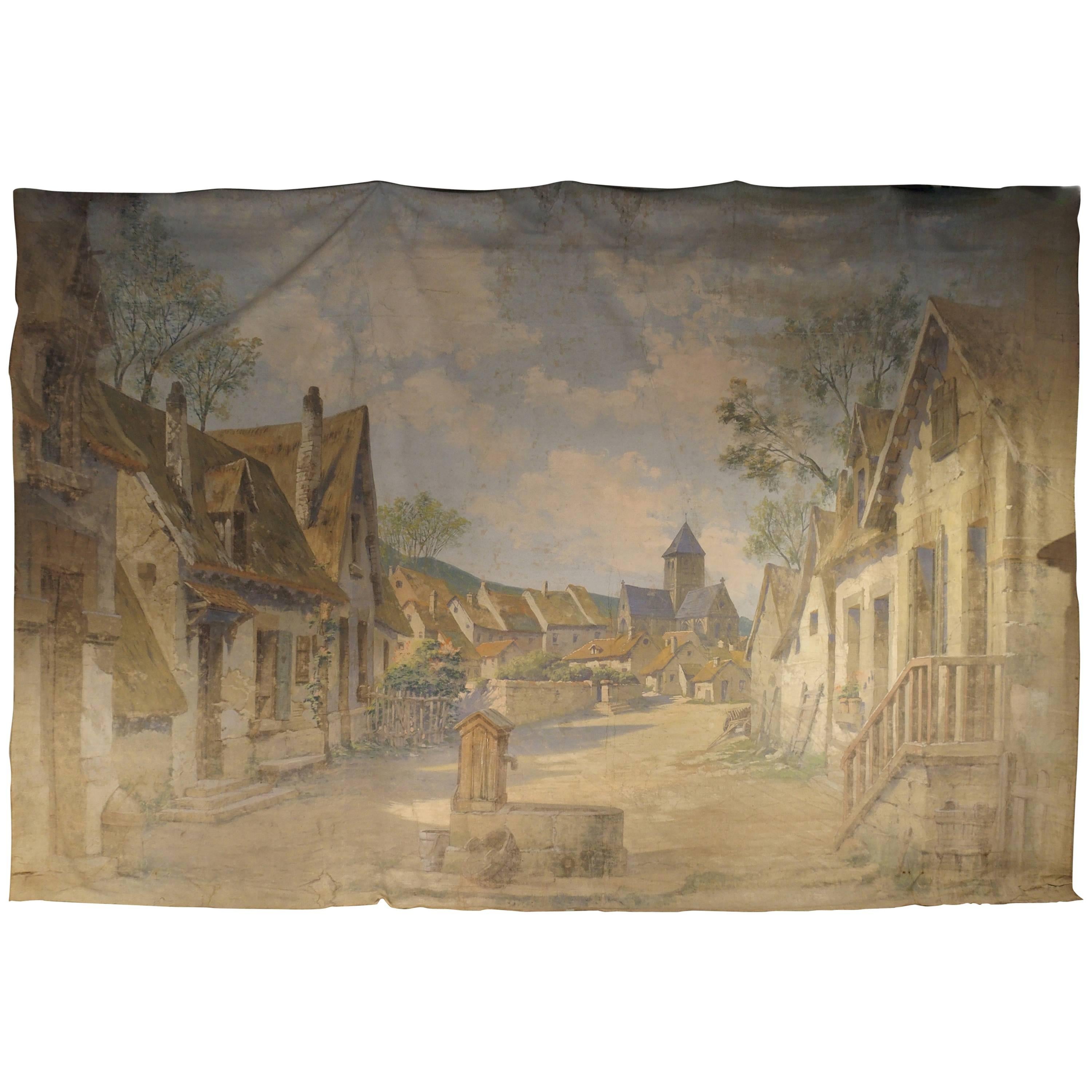 21 Foot Long Antique French Theater Backdrop, circa 1910