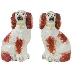 Antique 19th Century Pair of Staffordshire Spaniel Dogs