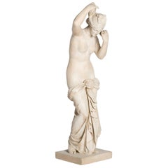 French Art Nouveau Female Plaster-Stone Sculpture, Stamped