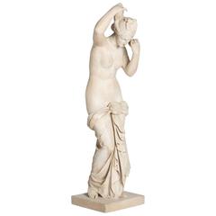 French Art Nouveau Female Plaster-Stone Sculpture, Stamped