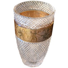 Used Crystal Vase by Moser with Gilded Cameo Frieze with Warriors