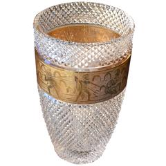 Crystal Vase by Moser with Gilded Cameo Frieze with Warriors 1