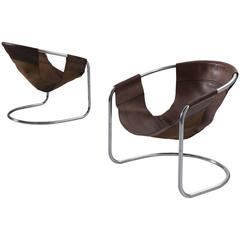Clemens Claessen Ba-As Leather and Tubular Chairs