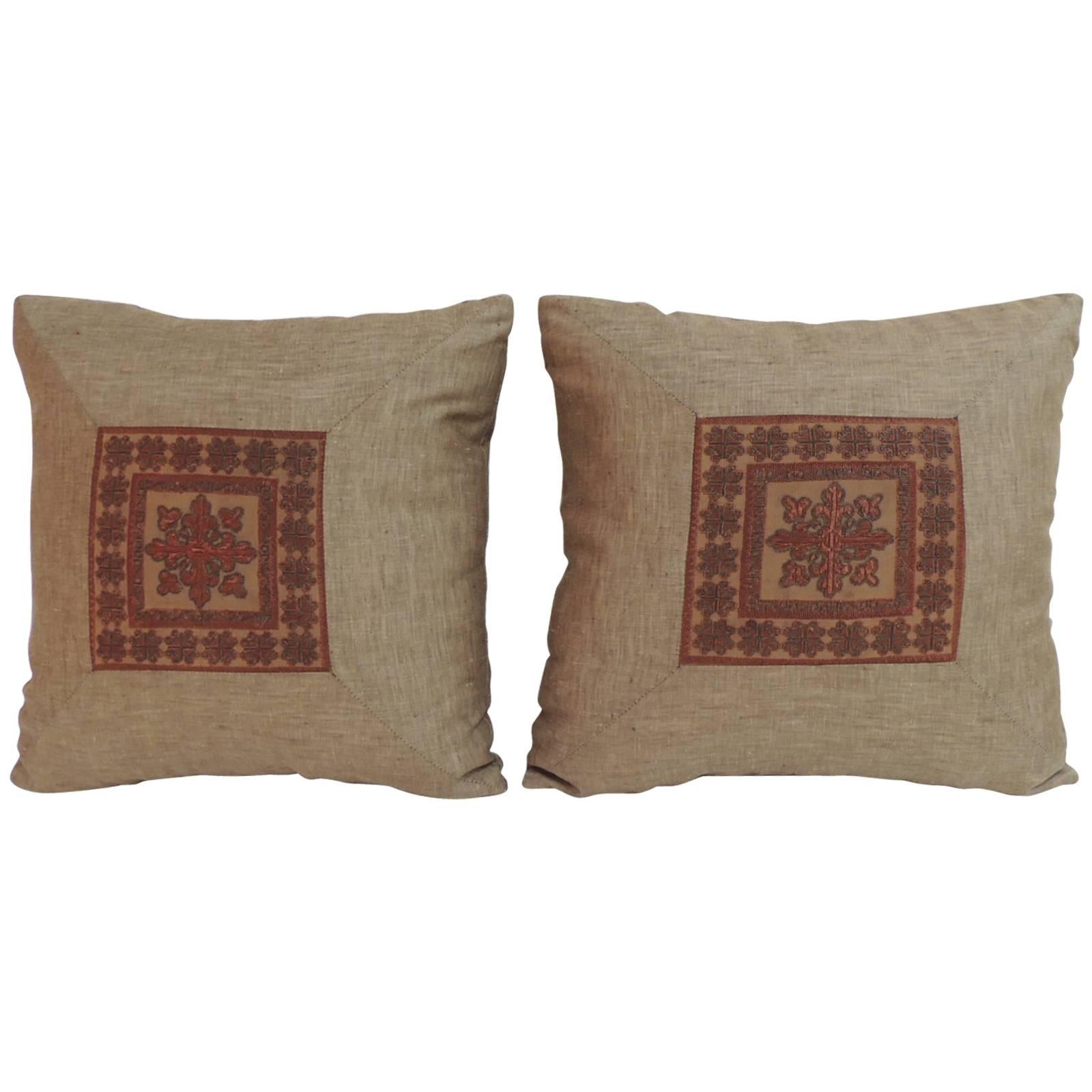 Pair of 19th Century Embroidered Persian Decorative Pillows