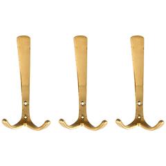 Three Coat Wall Hooks Brass by Hertha Baller, Austria, 1950s Three Coat Wall Hooks Brass by Hertha Baller, Austria, 1950s