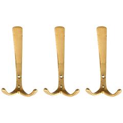 Three Coat Wall Hooks Brass by Hertha Baller, Austria, 1950s