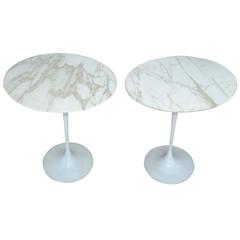 Pair of Saarinen Side Tables with Marble