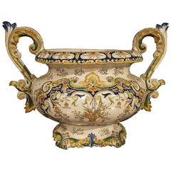 Antique French Cachepot, Desvres, Late 19th Century
