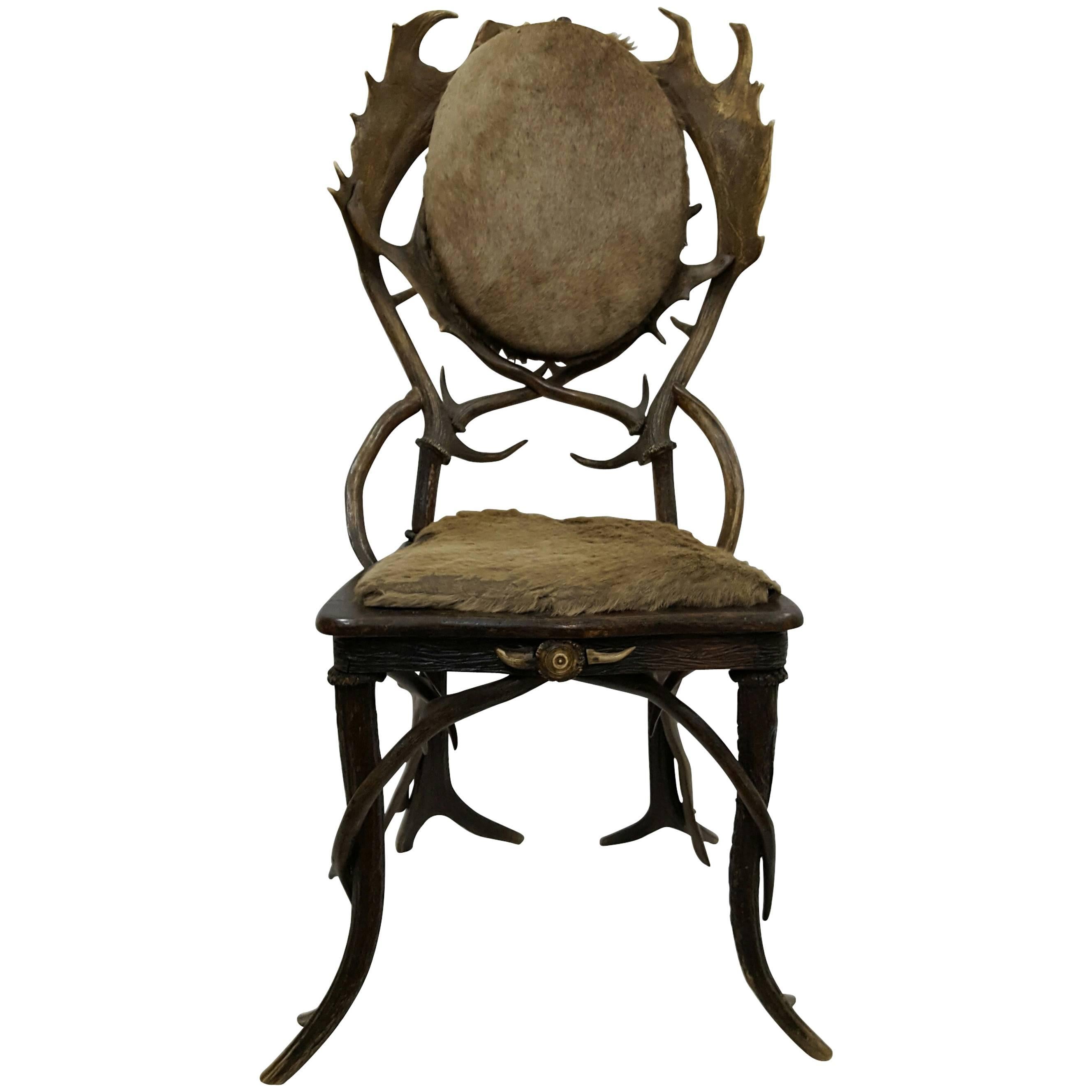 19th Century Vintage Antler Chair For Sale