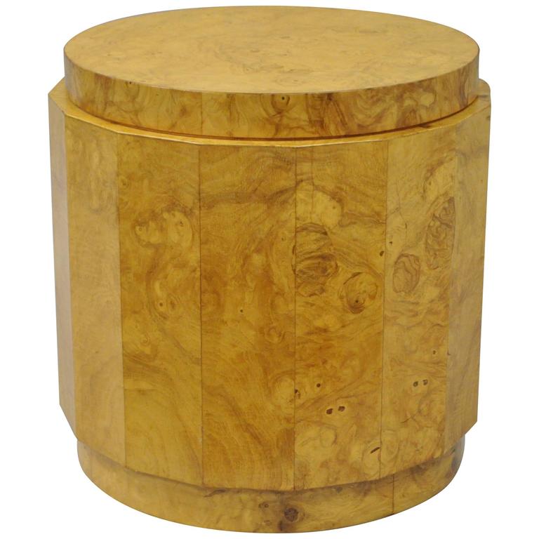 Vintage Edward Wormley For Dunbar Burl Wood Pedestal Accent Drum Vintage Edward Wormley For Dunbar Burl Wood Pedestal Accent Drum Table 6302f