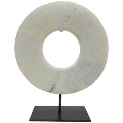 White Marble Disk on Stand - D 10