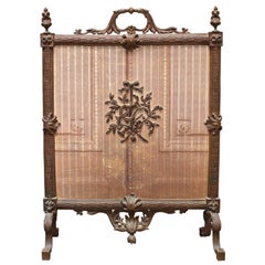 French Louis XVI Style Bronze Firescreen with Lyre Design