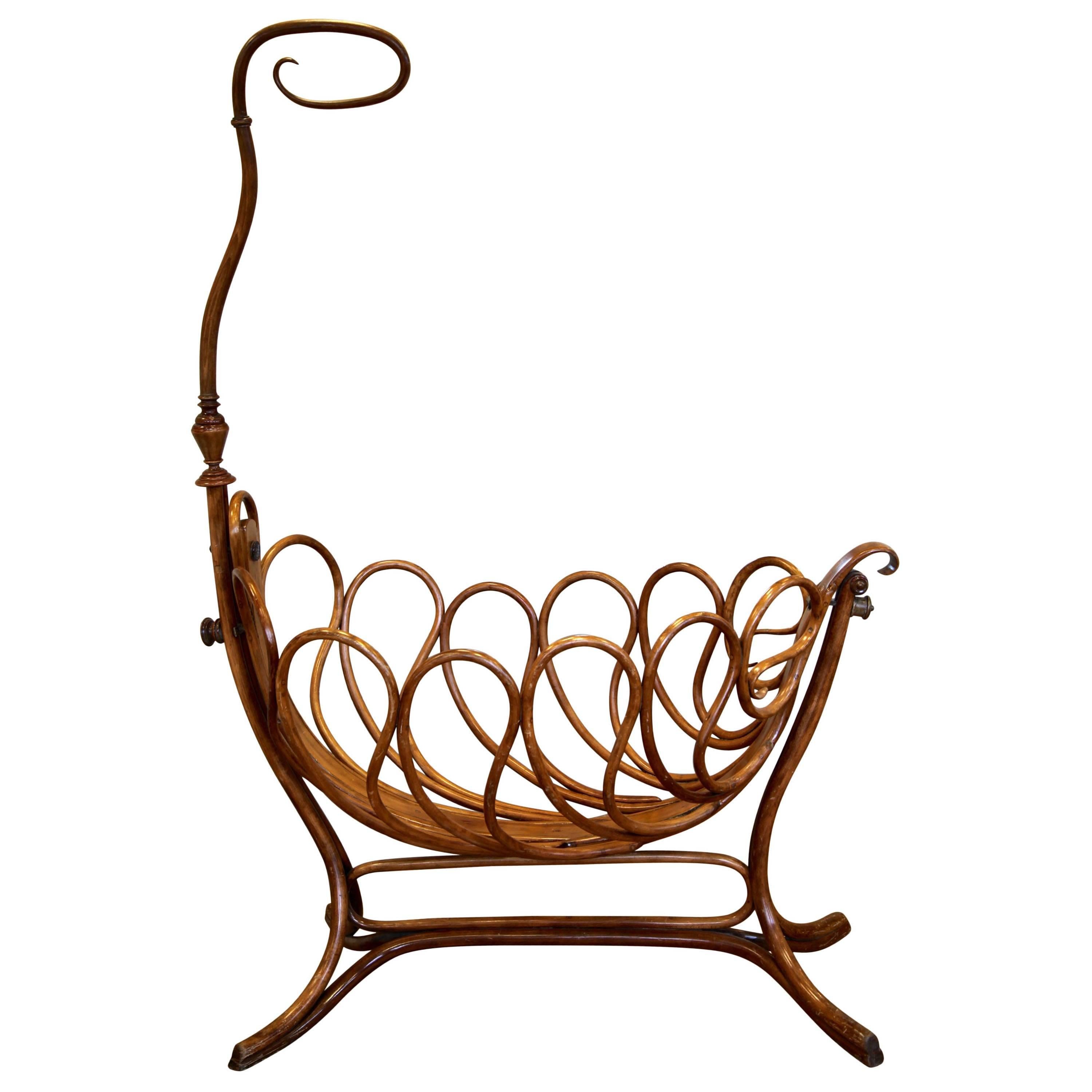 Rare French Bentwood Cradle in the Thonet Style Late 19th Century For Sale