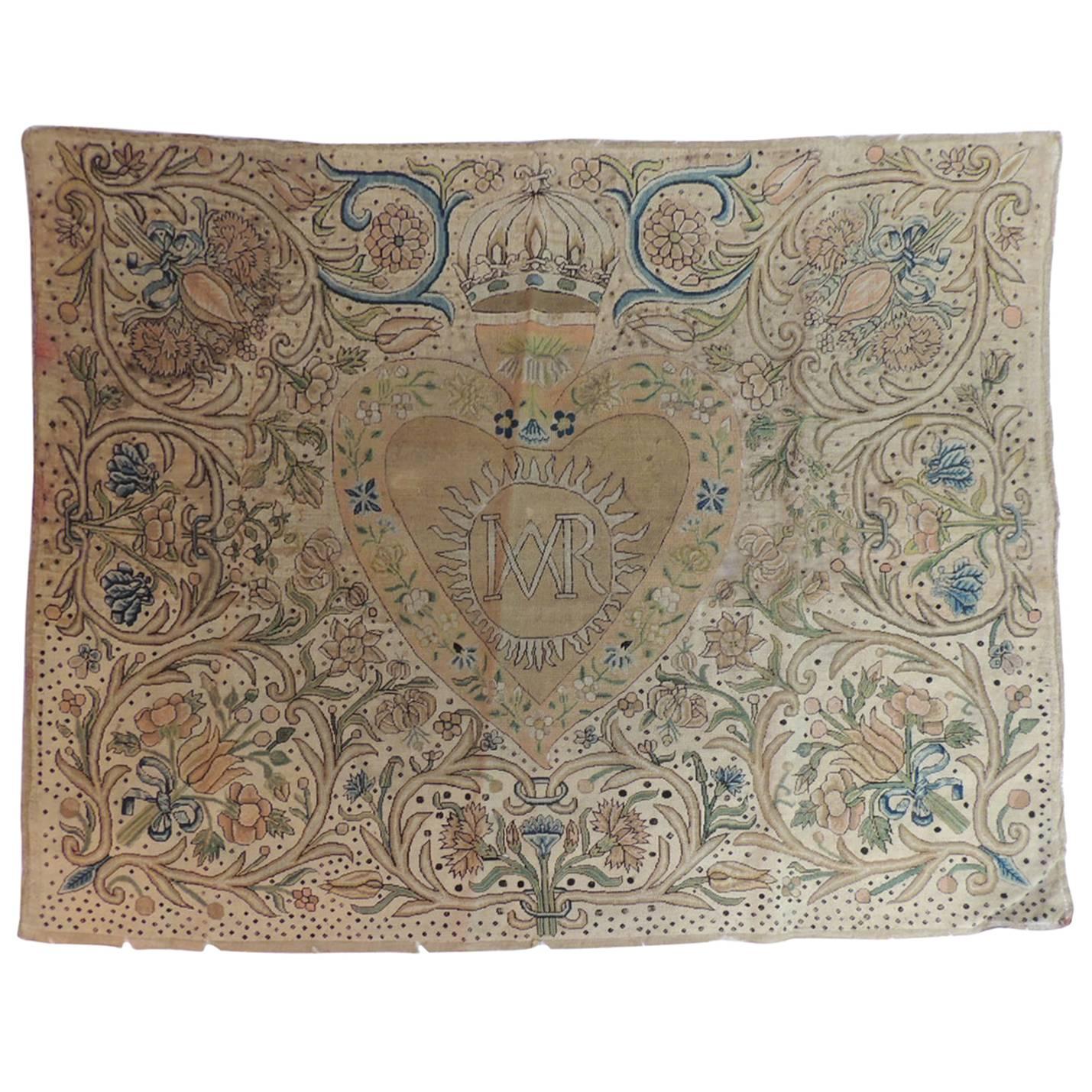 17th Century English Embroidery Needlework Tapestry 