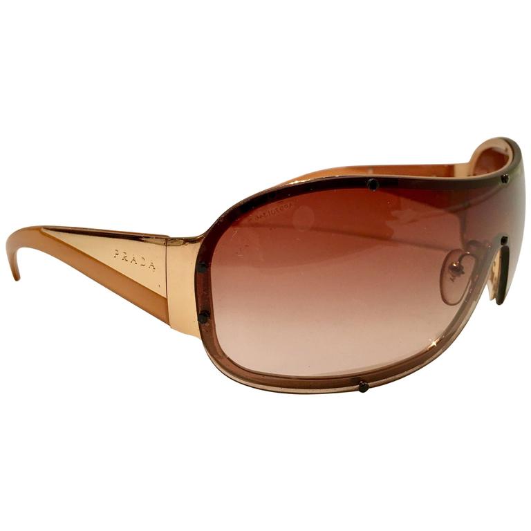 Vintage Prada Sport Gold Shield Sunglasses at 1stdibs