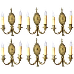 Cast Brass Two-Arm Early Federal Sconces