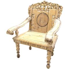 Antique Weathered India Throne Chair 5