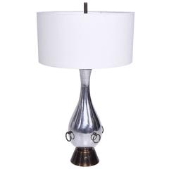 Mexican Modernist Table Lamp Aluminium and Brass Attributed Arturo Pani 4