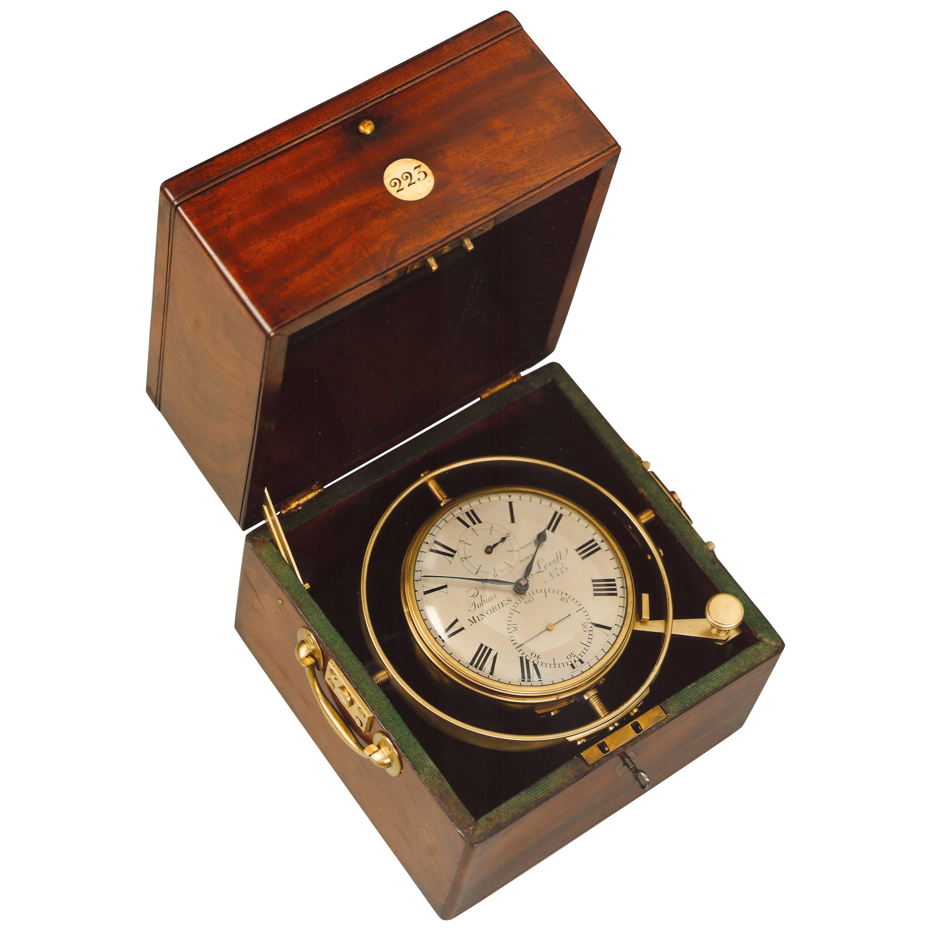 Tobias and Levitt, Minories, London, Mahogany 8-Day Marine Chronometer No.223 For Sale