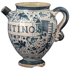 Antique Montelupo 
Italy
 Majolica Chevrette, 17th Century, Small Sized