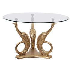 Brass Coffee or Side Table with Peacocks