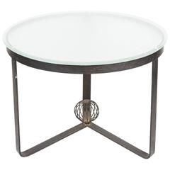 Mid-Century Steel and Glass Round Low Table 10