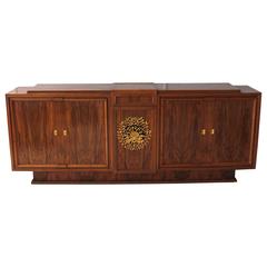 Fine French Art Deco Walnut Music-Stereo Cabinet or Sideboard by Jules Leleu 4