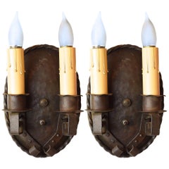 Gothic / Arts 
Crafts Style Two Candle Sconces