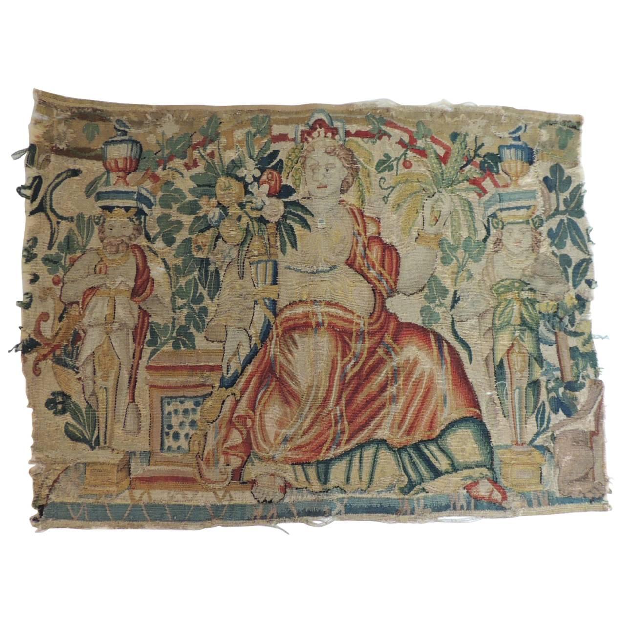 CLOSE OUT SALE: 18th Century Aubusson Tapestry Panel of Goddess in a Red Cape