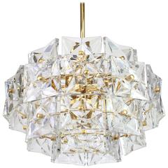 Stunning Chandelier, Brass and Crystal Glass by Kinkeldey, Germany, 1970s