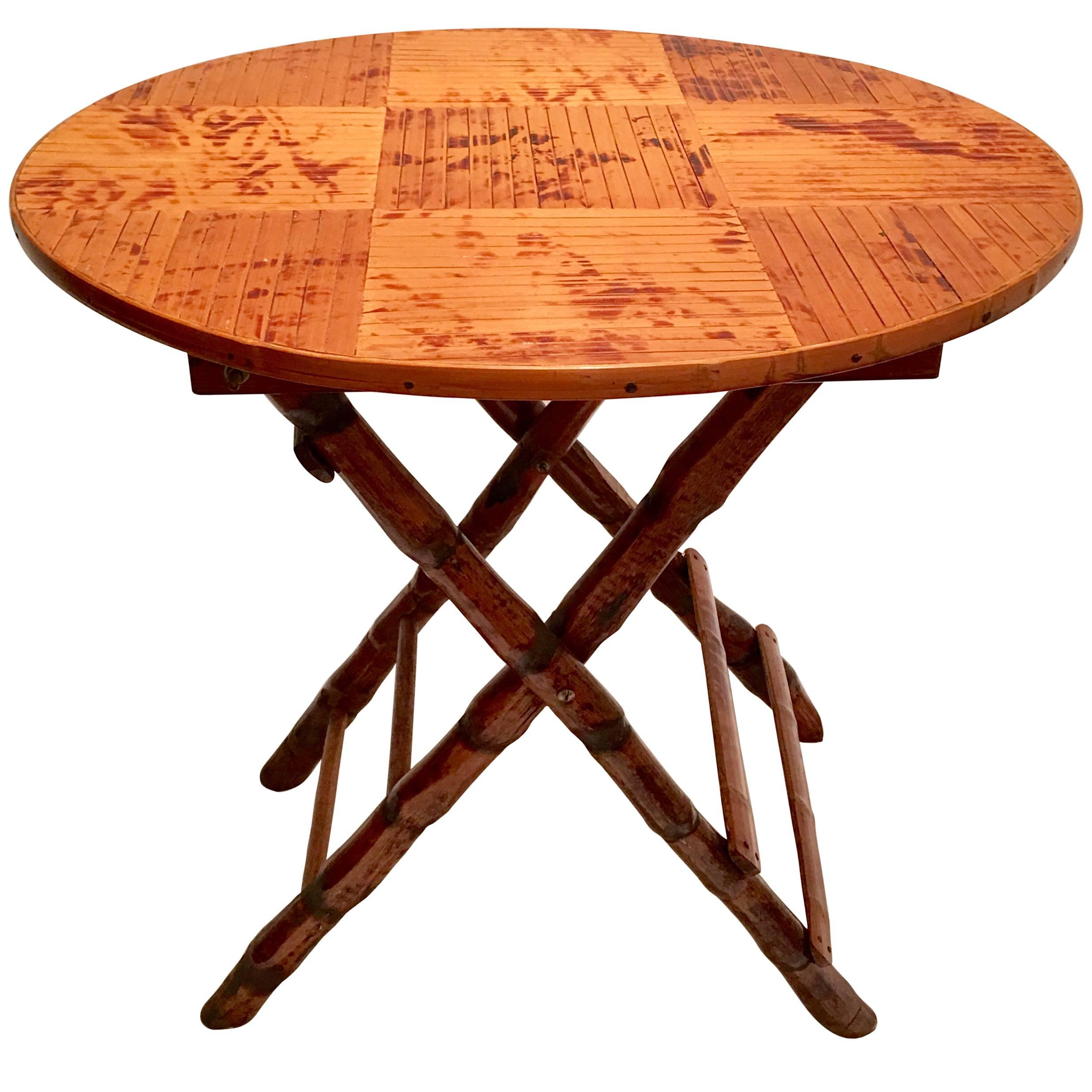 1950'SsCampaign Style Rattan Folding Table