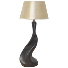 French Black Ceramic Lamp in the Style of Georges Jouve