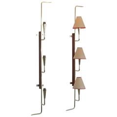 Pair of Modernist Brass and Walnut Bracket Sconces 9