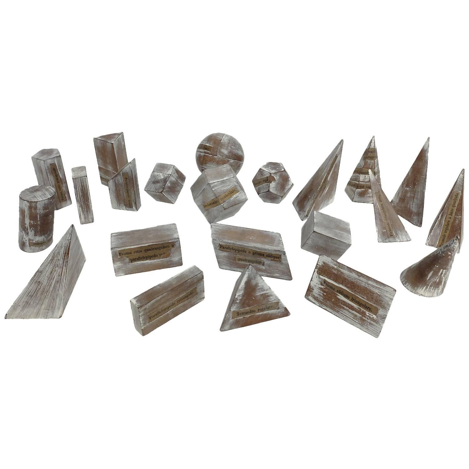 Group of 22 Solid Wood Geometric Models for Teaching