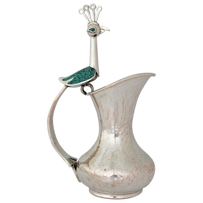 Silver Plate Bird Handle Cream Pitcher at 1stDibs