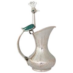 Retro Silver Plate Bird Handle Cream Pitcher