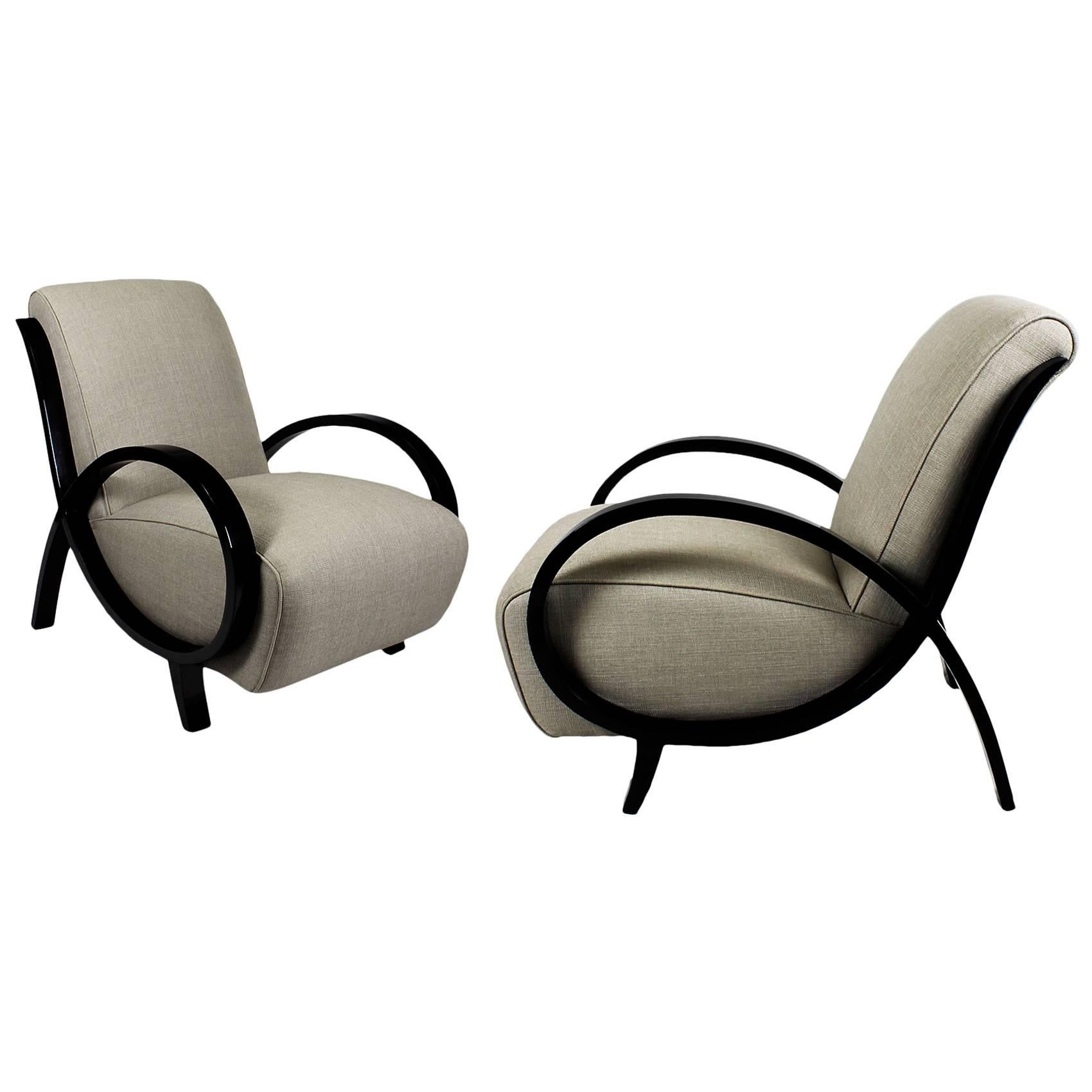 Pair of Art Deco Rounded Armchairs