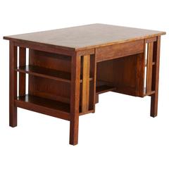 Arts & Crafts Mission Style Oak Library Table 2 from the Estate of José Ferrer