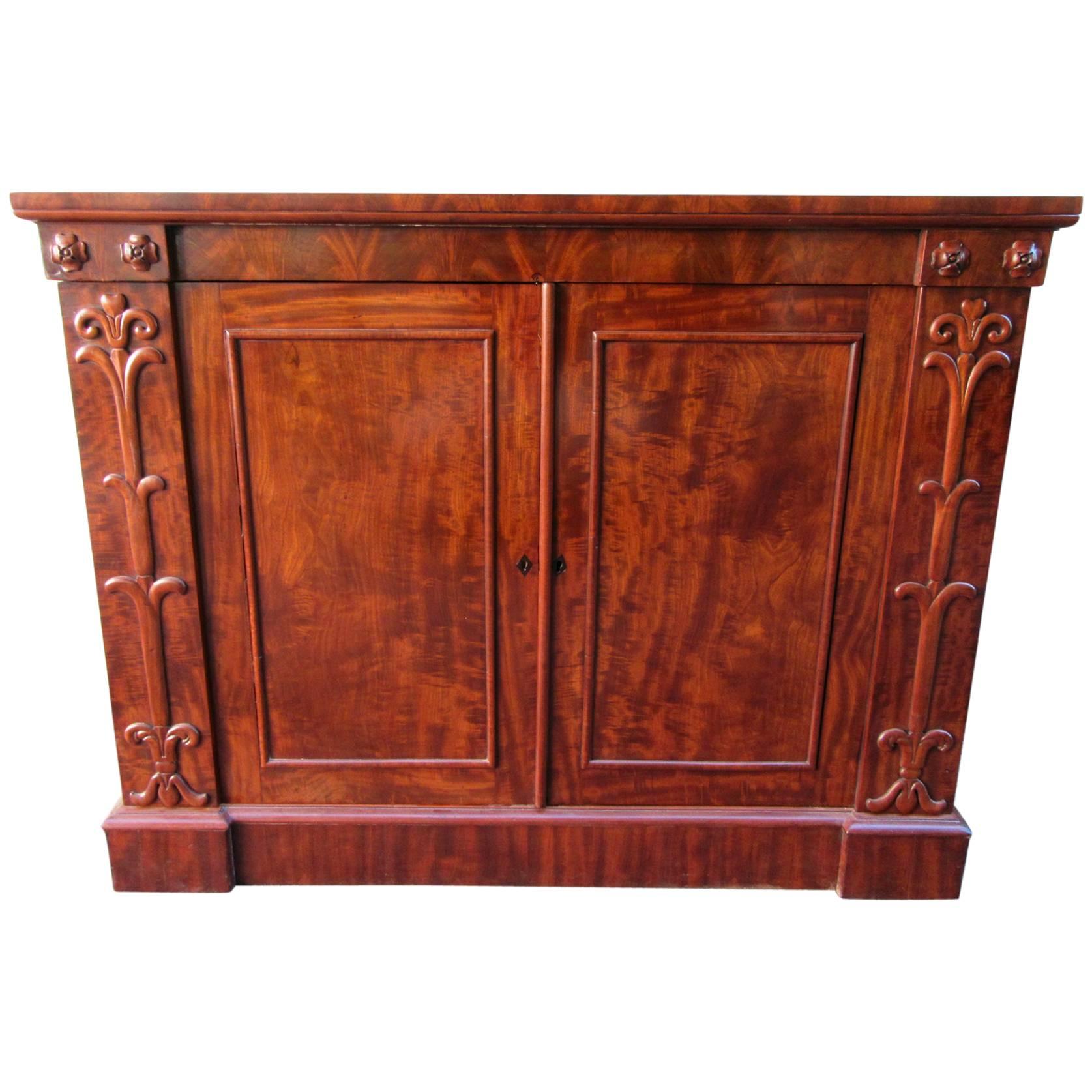 19th Century English Regency Mahogany Credenza with Egyptian Motifs