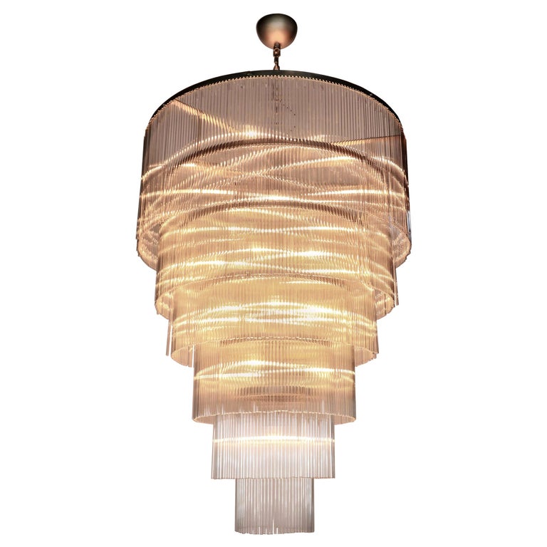 SixTiered Clear Glass Rod Chandelier, 1970s For Sale at 1stDibs