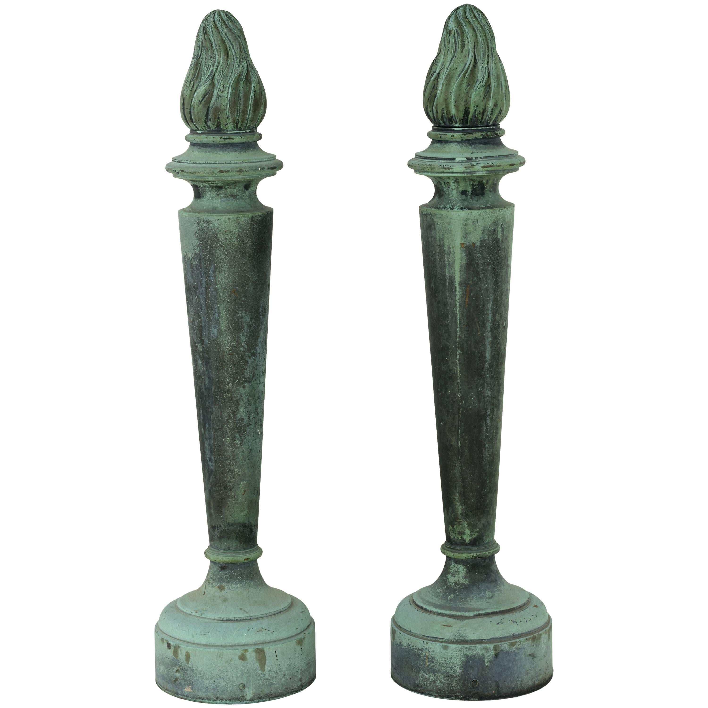 Pair of Torch Form Architectural Details For Sale