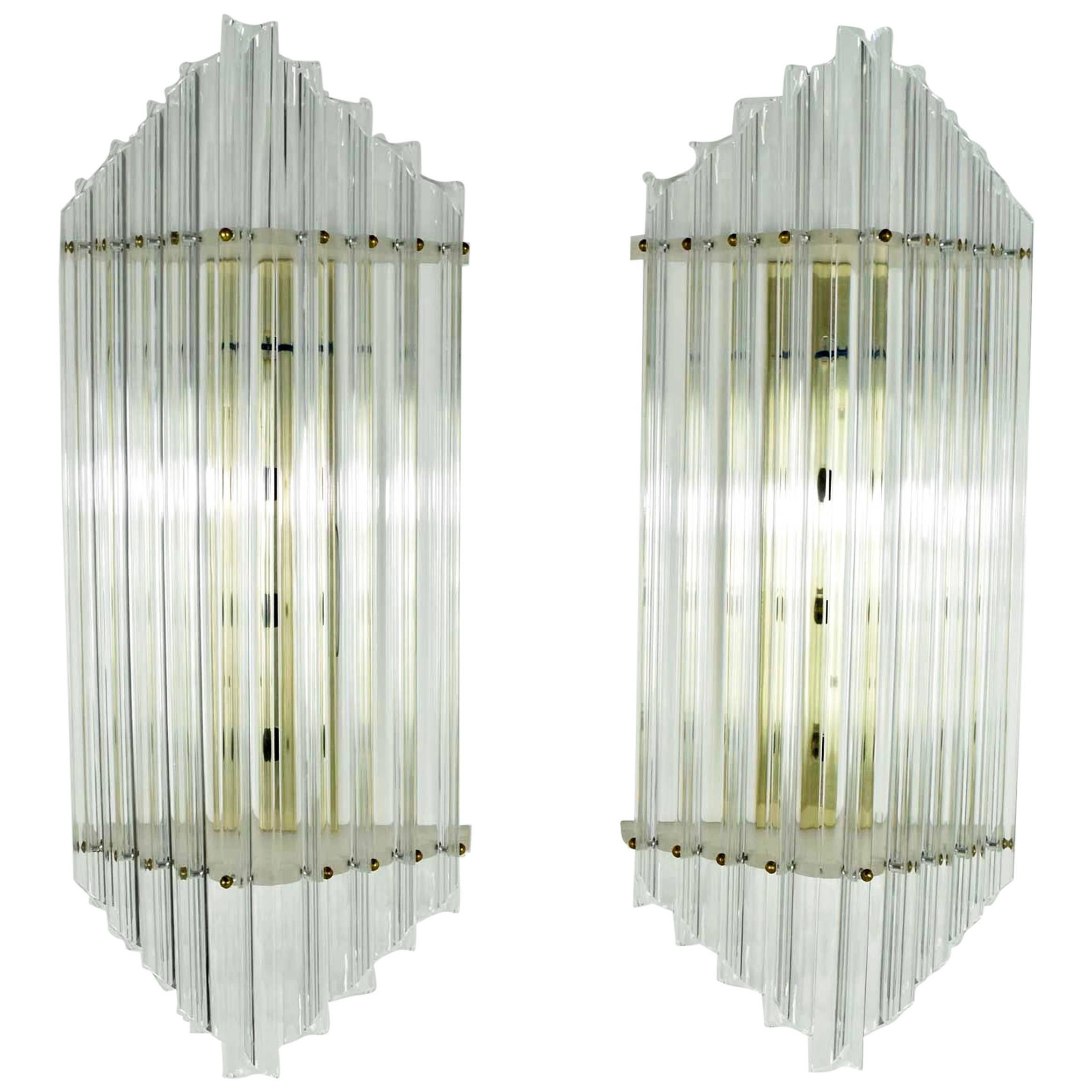 Very Large Mid-Century Lucite Sconces