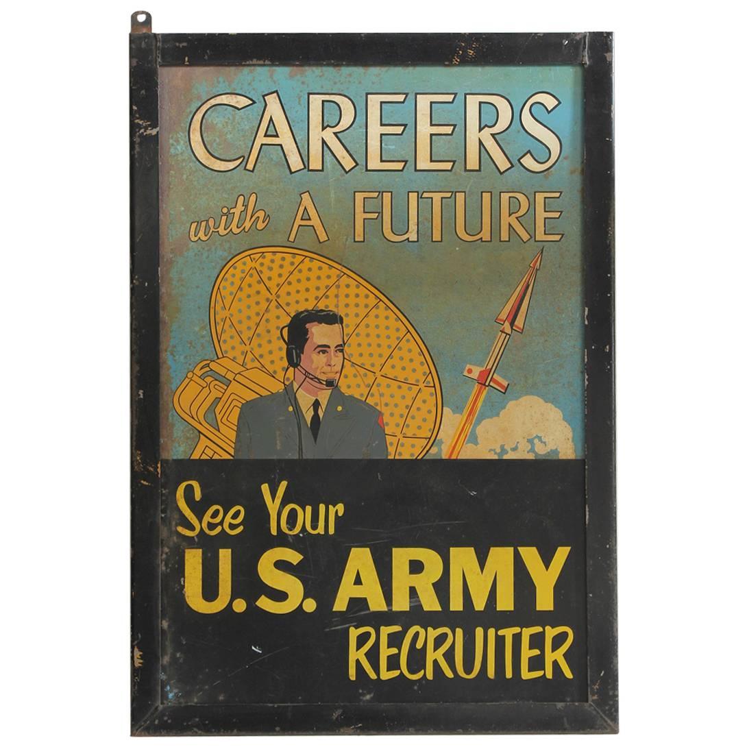 Rare 1950s Double Sided U.S. Army Recruiter Sign
