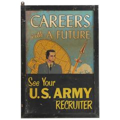 Rare 1950s Double Sided U.S. Army Recruiter Sign 2
