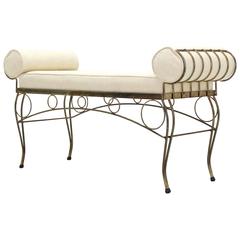 New Upholstery Mid Century Modern Decorative Gold Gilt Wire Bench Royere Style