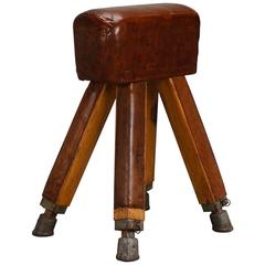 French Beech Wood Metal and Leather Vaulting Horse 1